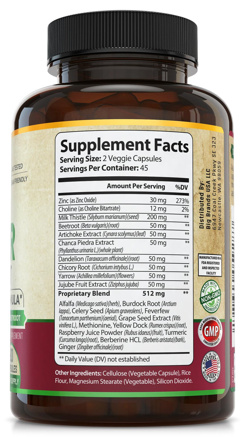 [Australia] - Liver Cleanse Detox & Repair Formula. Liver Support Supplement with Dandelion Root Silymarin Milk Thistle Turmeric & Artichoke Extract for Liver Health Support. Milk Thistle Liver Detox 90 Pills 