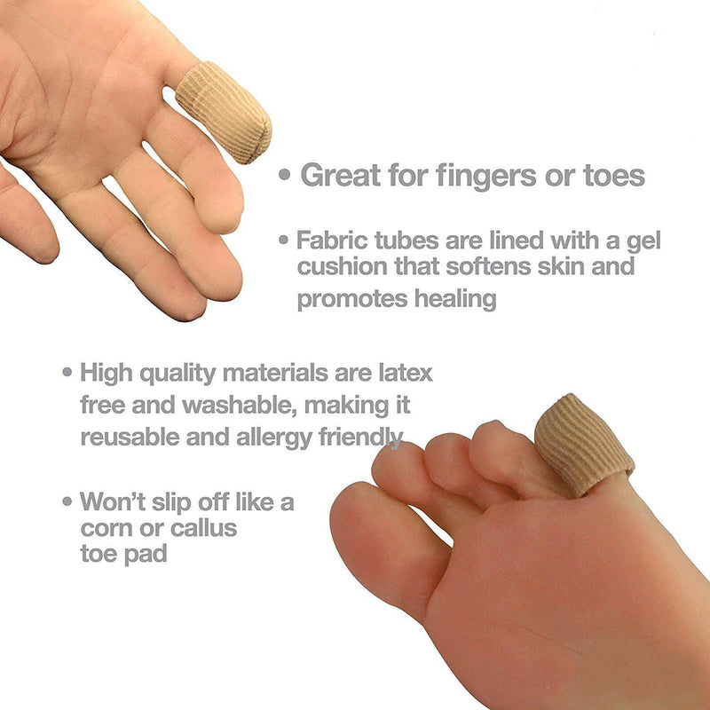 [Australia] - SOHLER 6 Packs Closed Toe Caps Finger Covers Sleeve Protectors, Elastic Fabric Lined with Soft Gel (Medium 9/16"x 2-1/2") Medium 9/16"x 2-1/2" 