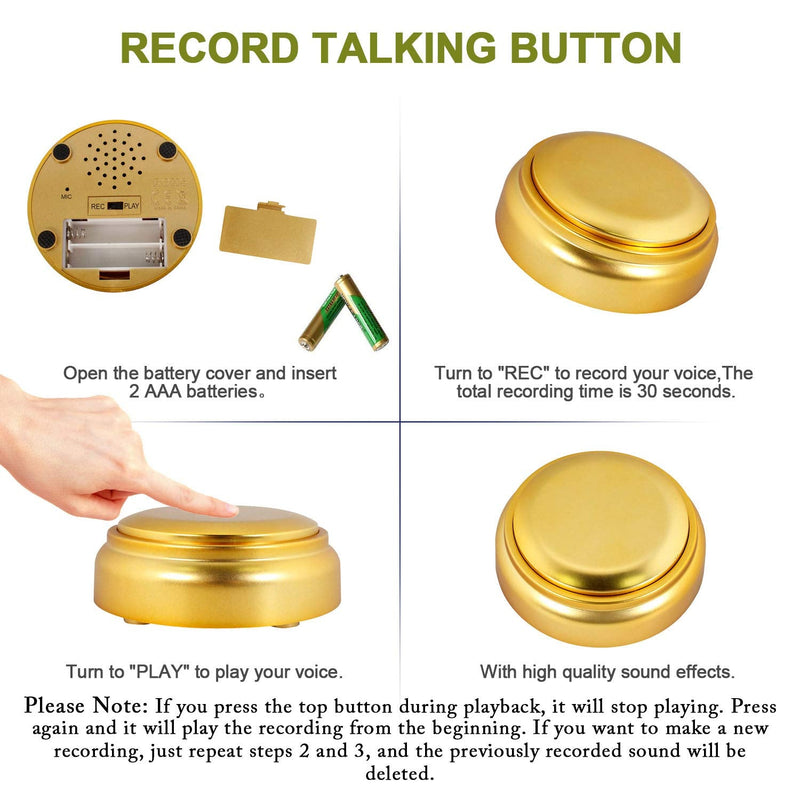 [Australia] - Recordable Buttons | Pet Talking Button | Custom Sound Button | Easy Button for Dog or Cat Communication | Game Buzzer for Home Office Gifts (Including Batteries) 