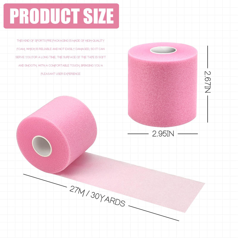 [Australia] - Pre-wrap Athletic Tape,2.75 Inches X 30 Yards Roll Pre wrap Headbands for Hair Soccer,Foam Underwrap Sports Wrap for Ankles Wrists Hands Knees Elbows (Pink) Pink 