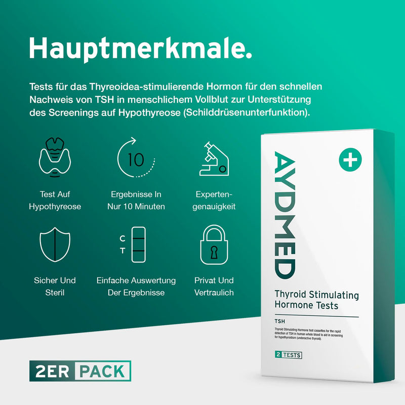 [Australia] - 2 x AYDMED test for thyroid stimulating hormone | Thyroid test kit for self-testing at home for blood testing for hypothyroidism | Test for hypothyroidism 
