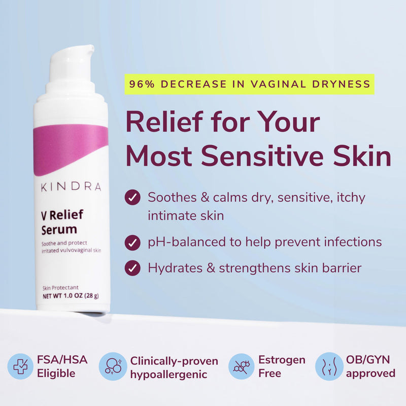 [Australia] - Kindra V Serum - Sensitive Skin Vaginal Vulva Moisturizer Cream Supports Dryness, Burning, Discomfort, Itching - Hormone Free - Up to 60 Applications 1 Ounce (Pack of 1) 
