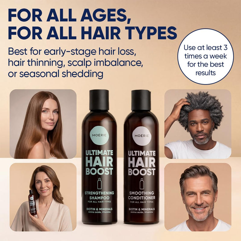 Moerie Hair Growth Shampoo and Conditioner for Women and Men, Hair Loss Solution with Biotin and Rosemary, Thickening Shampoo and Conditioner for Thinning Hair – Promotes Regrowth Single set
