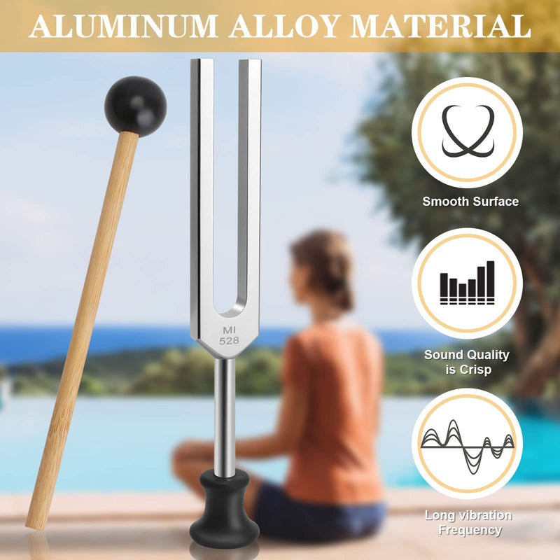[Australia] - Tuning Fork 528 HZ, Medical Tuning Fork Neurology with Mallet Plastic Base Velvet Bag Cleaning Cloth, Tuning Fork Medical for Sound Therapy Healing, DNA Repair Healing, Violin/Guitar/Piano 