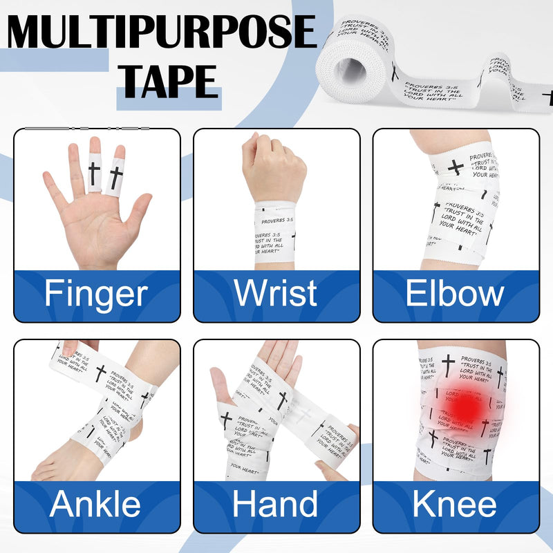Geiserailie 8 Pcs Christian Cross Athletic Tape Sports Wrist Tape Religious Bible Verses Warp for Soccer Football Athlete Trainers Boxing, Inspirational Christmas Gift for Christian Church