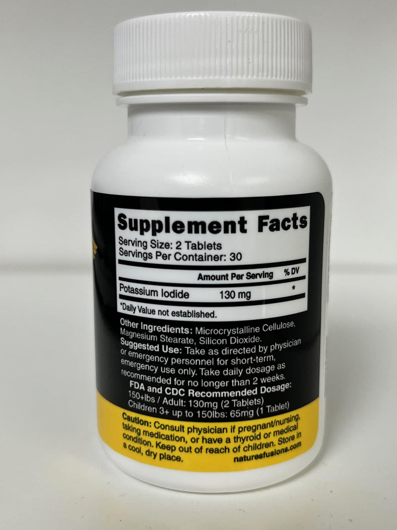 Potassium Iodide Radiation Tablets 130 mg - (60 Tablets) EXP 10/2032 - Ki Pills Potassium Iodine Tablets for Radiation - Potassium Iodine Pills YODO Naciente, Anti Nuclear Fallout Pills Potassium Iodide Tablets 60 Count