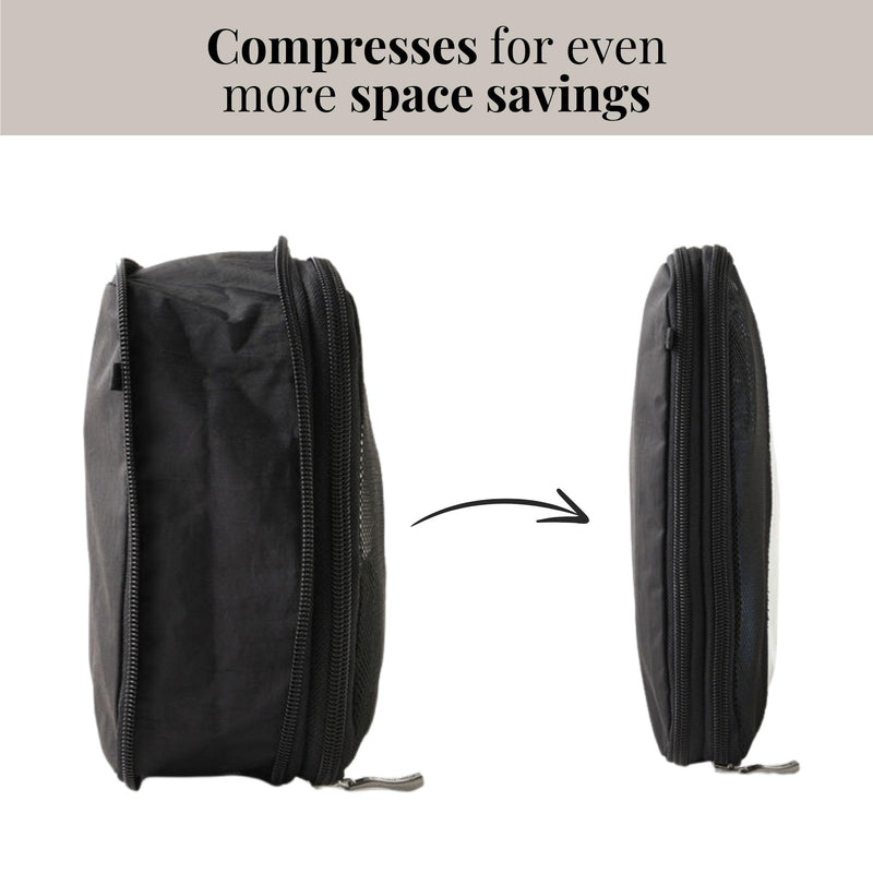 Baggallini Compression Cube 3-piece set - Lightweight Compression Packing Cubes for Travel One Size Black