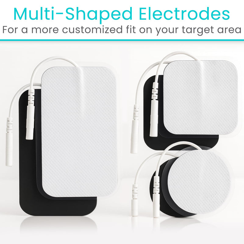 Vive Tens Unit Muscle Stimulator- Stim Machine with Self Sticking | Electrodes Pads, Massager for Upper & Lower Back, Sciatica, Neck Pain Relief, Electric Shock Therapy for Muscles & Pain Black