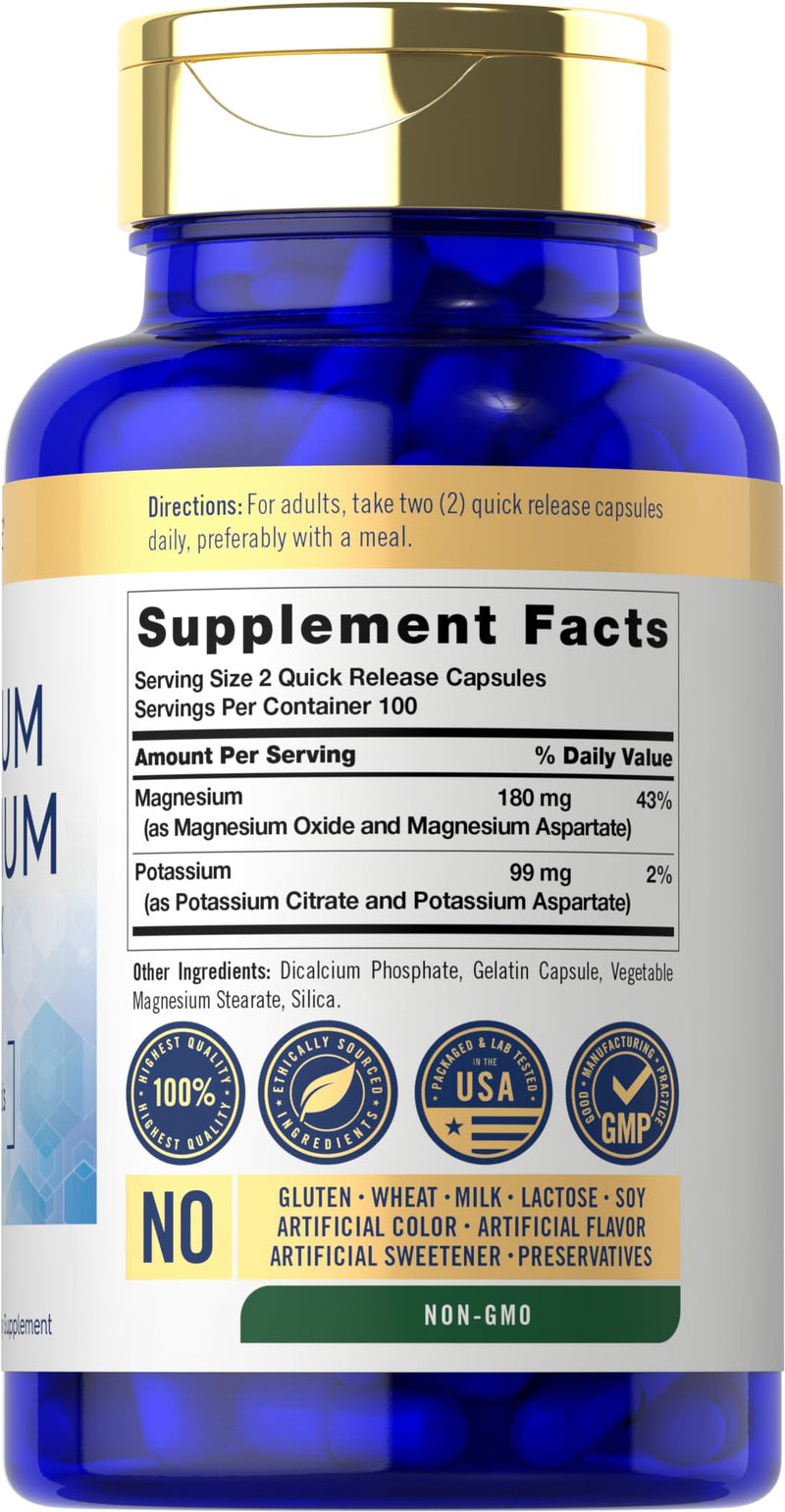 [Australia] - Carlyle Potassium Magnesium Supplement | 200 Count | Non-GMO & Gluten Free Complex 200 Count (Pack of 1) 