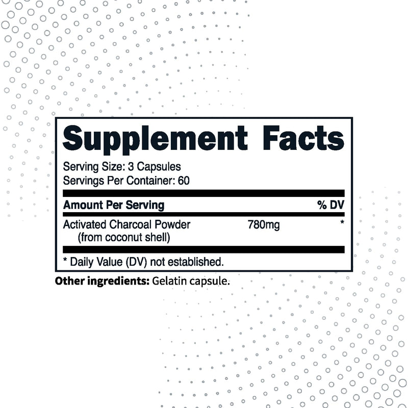 [Australia] - Type Zero Activated Charcoal Capsules (180 Count) - 60 Servings, 780mg Per Serving, from Coconut Shell, Non-GMO, Gluten-Free 