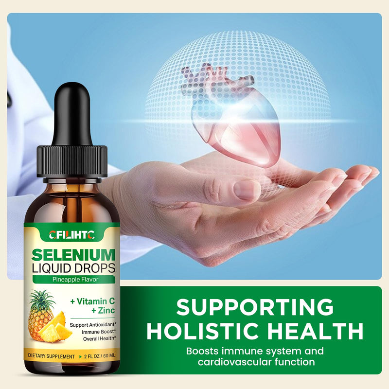 [Australia] - Selenium Liquid Drops, 200mcg Liquid Selenium Supplement with Vitamin C & Zinc, Support for Immune System, Antioxidant & Heart Health, High Absorption, Pineapple Flavor, 2 Fl Oz Pineapple-200mcg Selenium 2 Fl Oz (Pack of 1) 