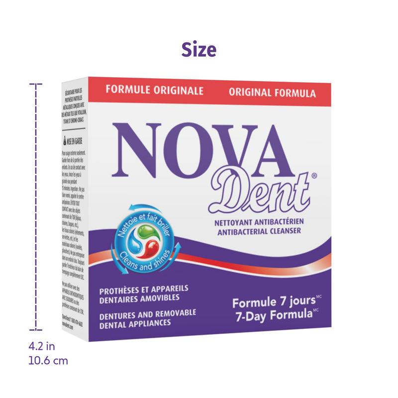 Novadent Dentures Cleaner – for Dental Appliances, Retainers, Trays, Mouth Guards, Teeth Aligners - 3 Months (12 sachets) 12 Count (Pack of 1)