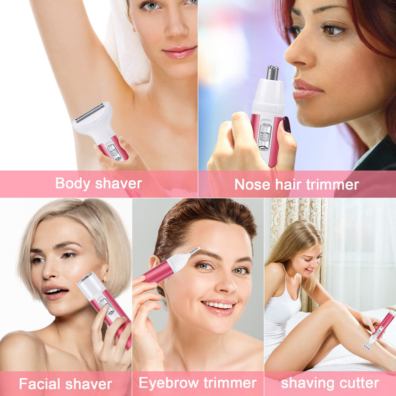[Australia] - ACWOO Electric Shaver for Women, 5-in-1 Electric Women's Shaver, Women's Shaver for Women, Hair Trimmer for Face, Nose, Armpits, Intimate Area, Bikini Zone, USB Charging 