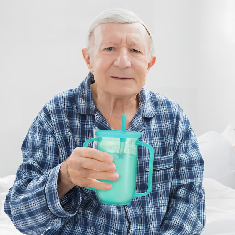 Inclined Mouth Nursing Cup for Disabled Patients Elderly and Maternity Care Spill-Proof Drinking Cup Moderate Capacity Drinking Aid for Daily Use Light Green 15x13cm