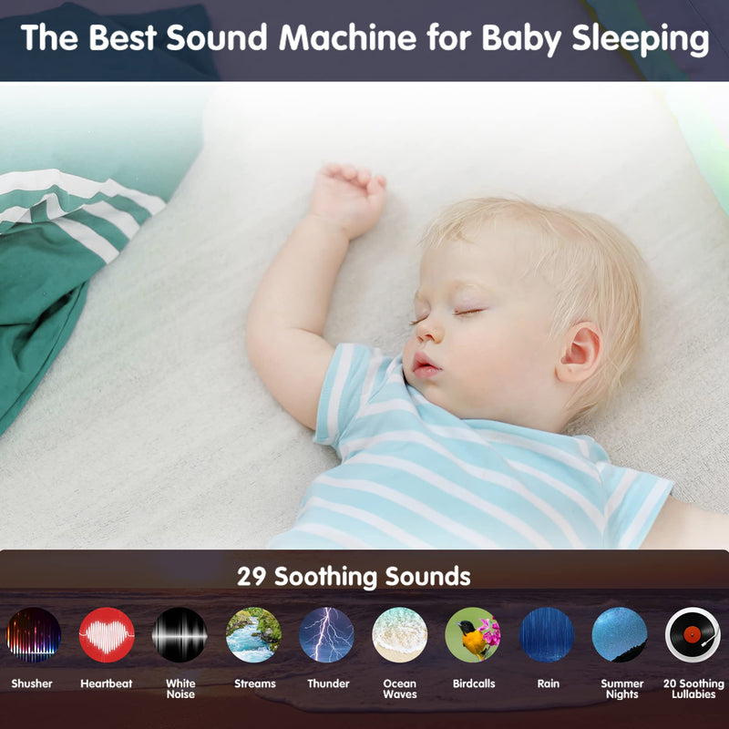 [Australia] - YACHANCE Kids Sound Machine with Night Light Projector,29 Soothing Sounds Baby Night Light Star Projector for Kids Room,White Noise Machine for Baby Sleeping Soother,Nursery Lamp,Kids Bedroom Decor White 