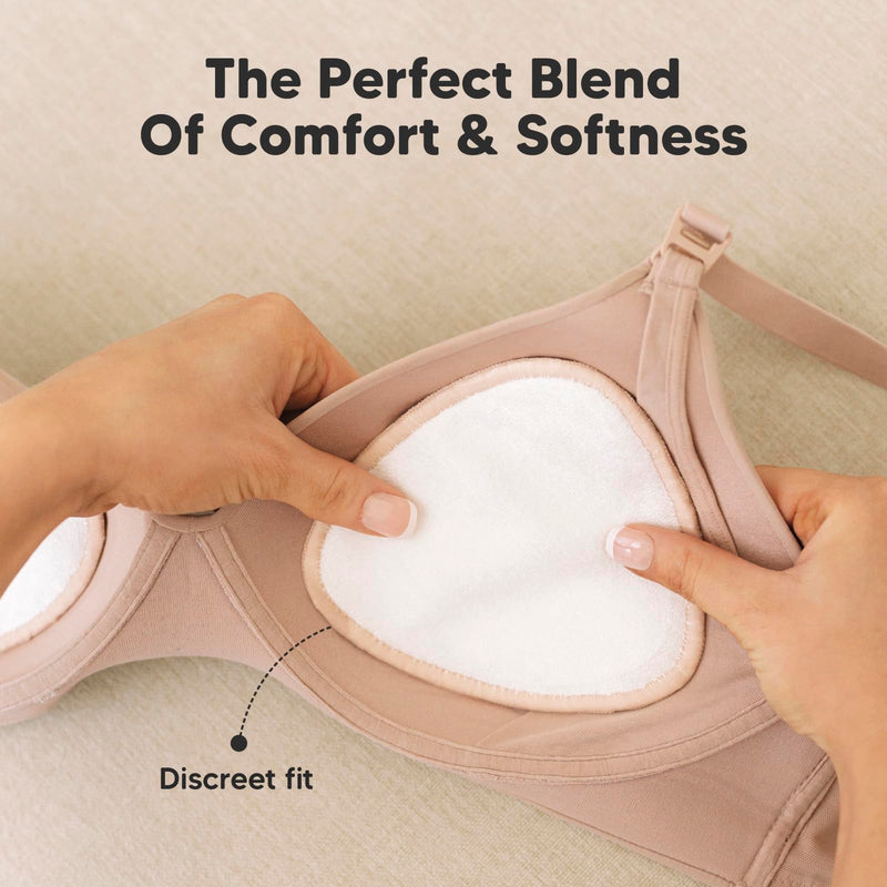 [Australia] - 14-Pack Organic Nursing Pads - Washable Breast Pads for Breastfeeding, Nursing Bra Nipple Pads for Breastfeeding, Pumping Bra Reusable Breast Pads, Maternity Breastfeeding Bra Pads (Neutrals, L 4.8") Neutrals Large 4.8" 