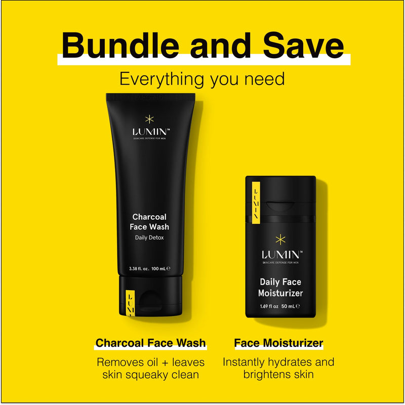 [Australia] - Lumin - Dynamic Duo - Skin Care kit for Men - Includes: Charcoal Face Wash Daily Detox & Daily Face Moisturizer,Suitable for all skin types, Daily Use, Two Month Supply 