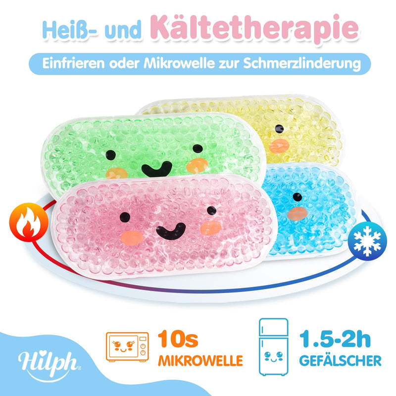 [Australia] - Hilph Mini Gel Cooling Packs Children's Cooling Pads for Children, 4 x Cold Warm Compress Non-Toxic Small Ice Packs Cooling Pads for Fever, Bumps, Bruises, Toothaches or Headaches, 2.5" x 5.3" Rectangular (Smile Pattern) 