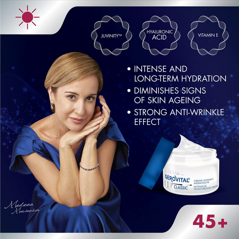 GEROVITAL CLASSIC Intensive Moisturizing Face Cream with Hyaluronic Acid and Vitamin E, Anti Wrinkle, Anti-Aging Face Cream, Nourishing, Deeply Hydrating, 50 ml