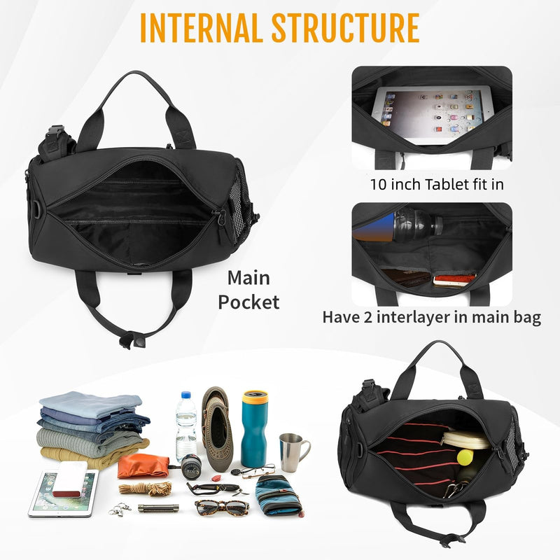 Huntvp Small Tactical Duffle Bag MOLLE Handbag Gear Military Travel Carry On Shoulder Bag Small Valise Black-1