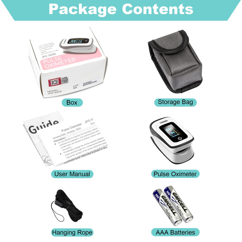 [Australia] - Pulse-Oximeter Fingertip-Finger Pulse-Oximeter o2-SpO2 - Batteries 2 AAA Included Lanyard OLED Screen YIDERBO Black 