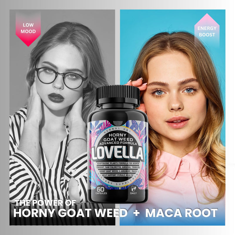 [Australia] - Hornygoatweed Women - Libido Booster for Women, Mood, Energy & Hormone Balance for Women w. Maca Root - Female Libido Booster w. Ginseng - Libido Supplement for Women w. Tribulus terrestris -60ct USA 