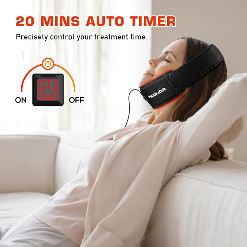 [Australia] - Red Light Therapy for Neck, Near Infrared Light Therapy Belt Wearable Infrared Neck Wrap with Timer Infrared Belt for Chin Firming V Face Lifting Mask Body Neck Hand Wrist Legs Unisex Gift Dark Black 