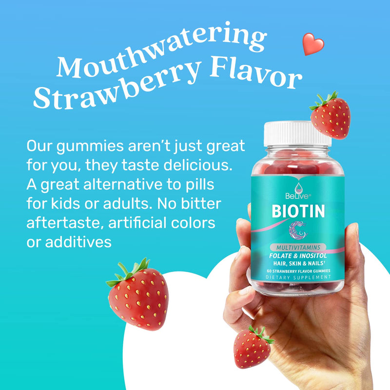 BeLive Biotin and Turmeric Gummies Supports Hair Growth, Healthy Skin & Nails, Immune Support, and Mobility Support