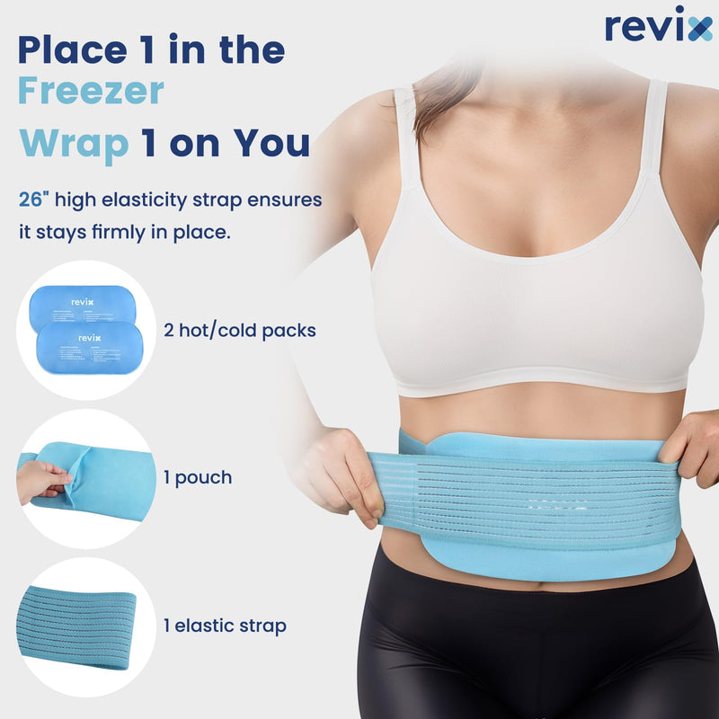 [Australia] - REVIX Ice Packs for Injuries Reusable, 2 Packs Hot and Cold Pack with Adjustable Strap, Flexible Ice Wraps for Joints and Muscle, Rotator Cuff, Back, Knee Discomfort Relief (10" x 5" Blue) Medium 10 x 5 Inch 