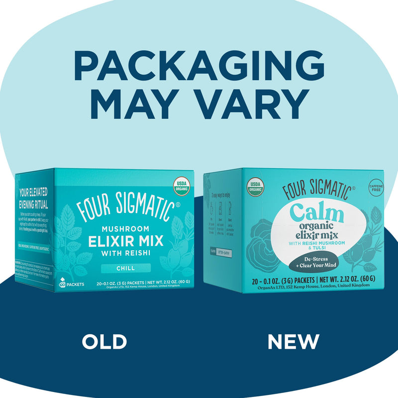 Four Sigmatic Reishi Mushroom Elixir Mix| Coffee Alternative with Organic Reishi Mushroom Powder, Tulsi, Rose Hips & Mint | Support Stress & Sleep | Decaf, Vegan, Gluten-Free & Keto | 20 Packets