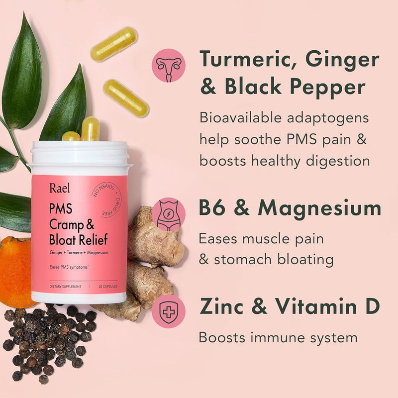 Rael Supplement for Women Bundle - Probiotics, Digestive Enzymes, Urinary Tract Health (30 Day Supply) & PMS Supplement (28 Capsules)