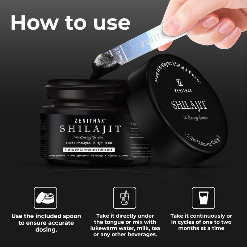 Pure Himalayan Shilajit Resin 50g - Gold Grade 100 Percent Organic Shilajit, Rich in Fulvic & Humic Acid, 85+ Minerals, Boosts Energy & Immunity, Vegan, Lab Tested