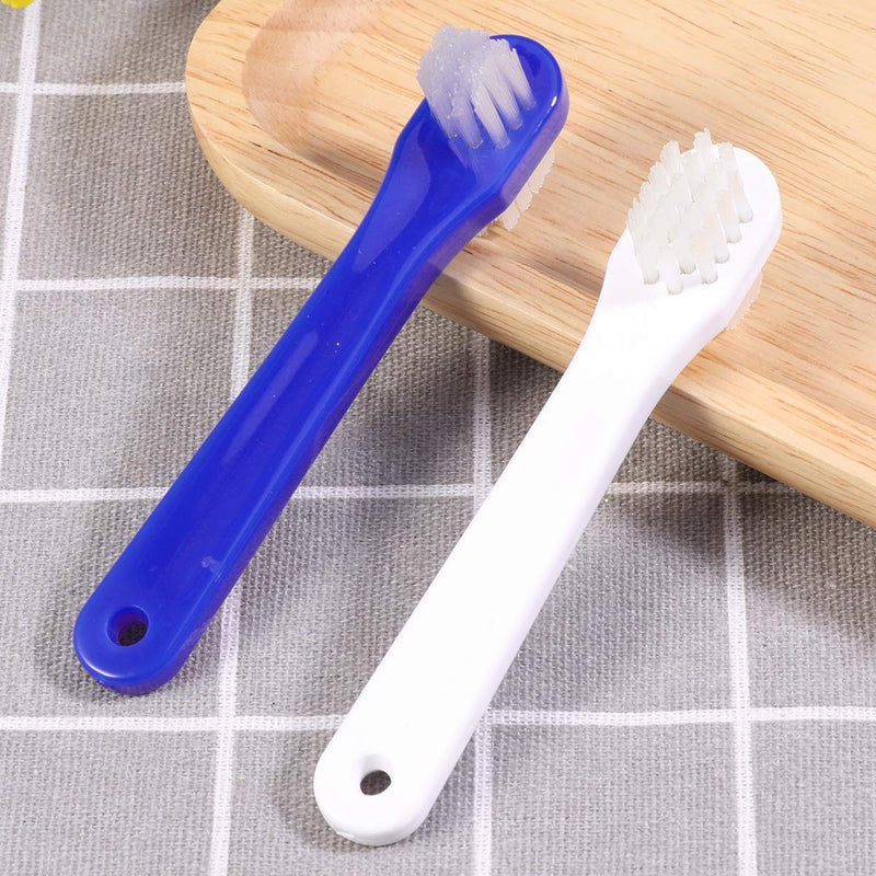 [Australia] - Healifty Prosthesis Brush Double-Sided Cleaning Brush Pack of 2 (White and Blue) 