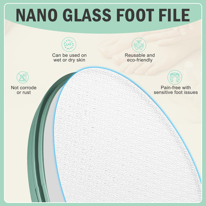 [Australia] - FVION Nano Glass Callus Remover with Protective Cover - Highly Effective Heel File Removal of Hard Skin and Calluses - Safe & Quick Callus Removal (Green) Green 
