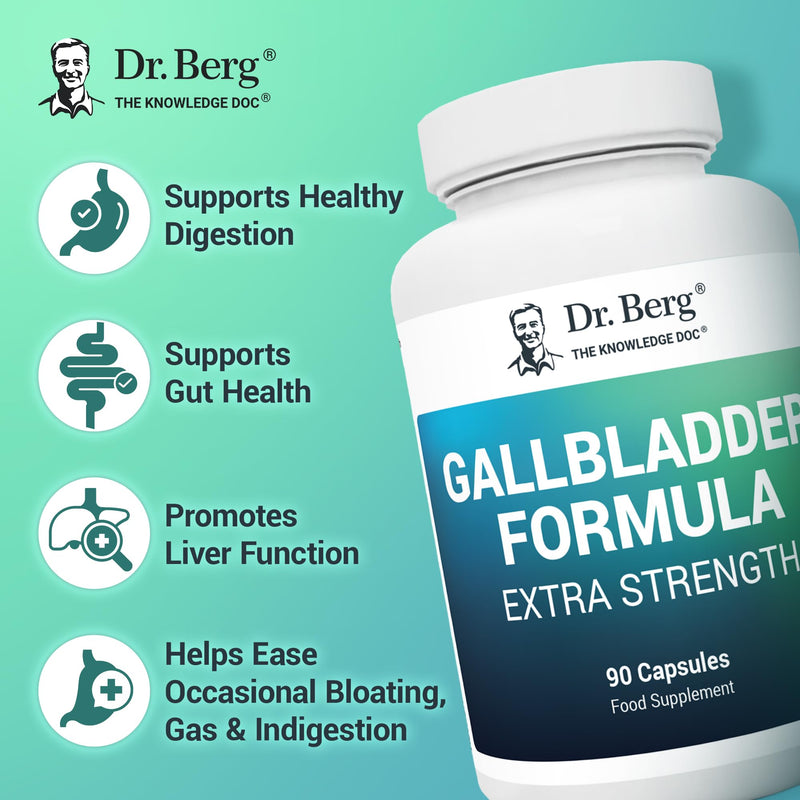 Dr. Berg's Gallbladder Formula Extra Strength - Promotes Digestive Comfort & Improved Absorption of Nutrients & More Satisfied After Meals - 90 Capsules