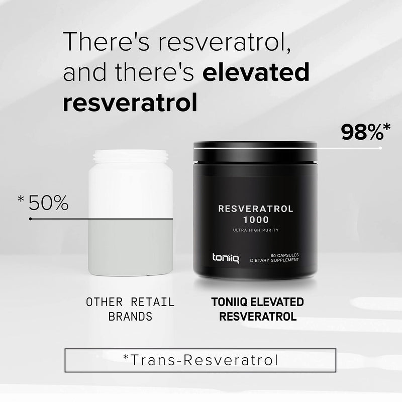 [Australia] - Ultra High Potency Third-Party Tested Trans Resveratrol 1000mg - 98% Pure, Highly Purified and Bioavailable - Resveratrol Polygonum Root Extract - 60 Capsules 