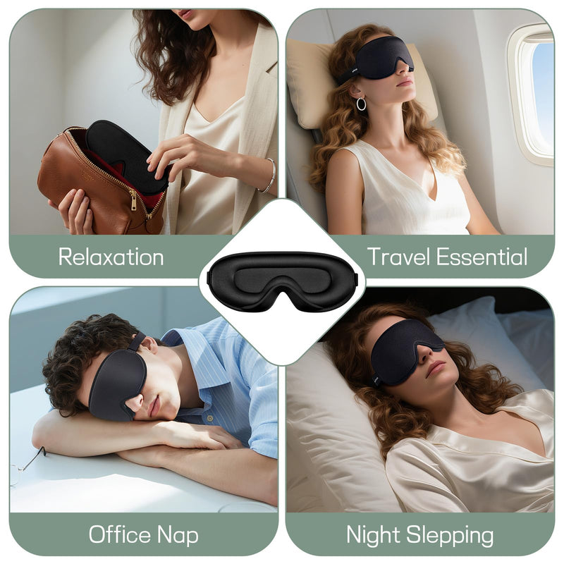 [Australia] - Sleep Mask for Side Sleeper Men Women | Zero Eye Pressure 3D, Light Blocking Design, Soft Breathable Eye Shade Cover for Travel, Black 