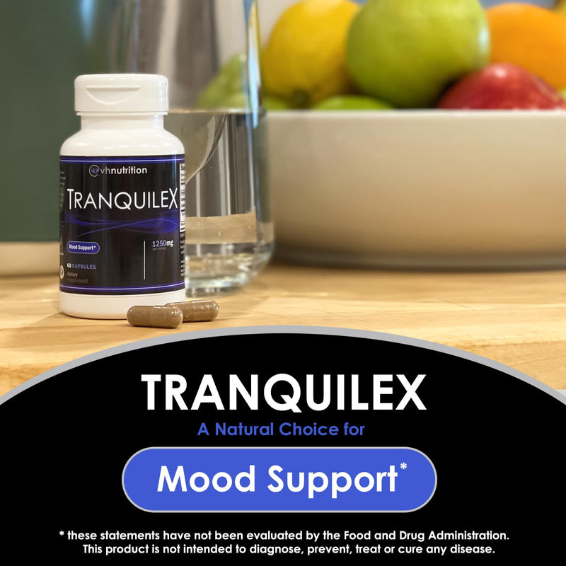 [Australia] - VH Nutrition TRANQUILEX | Stress Relief Supplement* | Ashwagandha, Passion Flower, Kava Kava, Lemon Balm, Licorice Root, and Lavender | Natural Relaxation and Mental Calmness | 60 Capsules 
