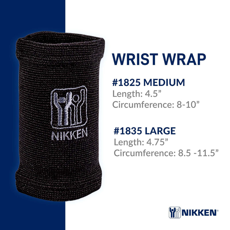 [Australia] - Nikken KenkoTherm - Wrist Wrap Medium 1825 - Black Compression Support with Ceramic Reflective Fibers for Weightlifting, Boxing, and Muscle Comfort 