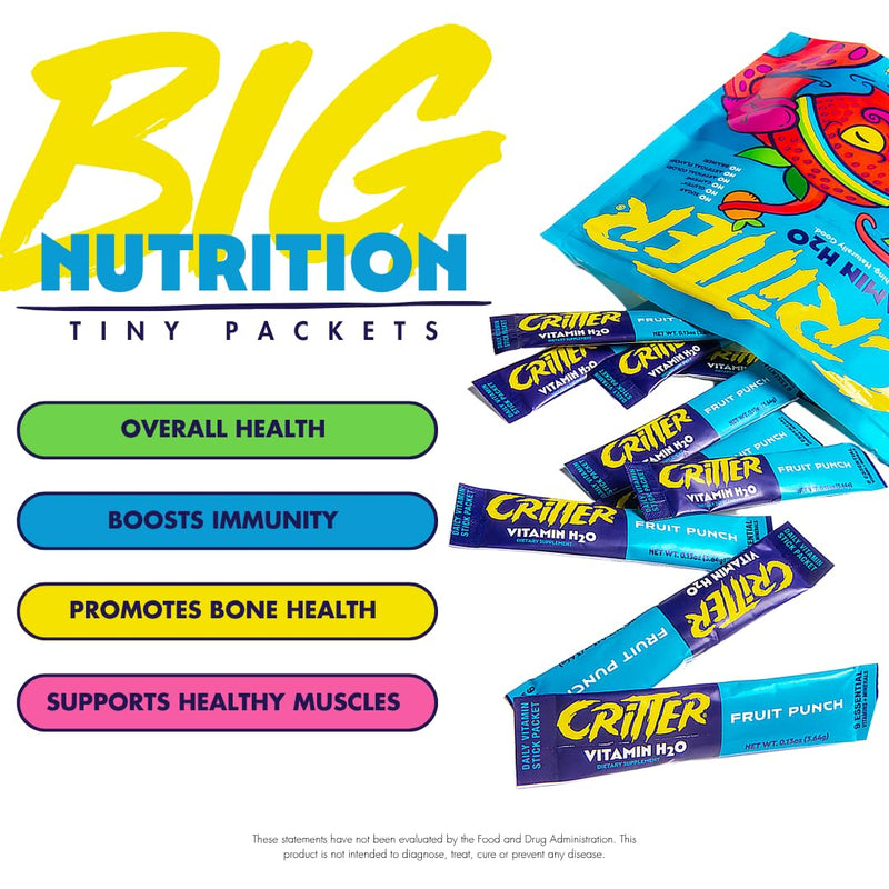 [Australia] - Critter Vitamin H2O ‚Äì Kids‚Äô Hydration & Multivitamin Drink Mix ‚Äì Electrolytes, Essential Vitamins, Delicious Natural Flavors ‚Äì 30 Single-Serve Packets 