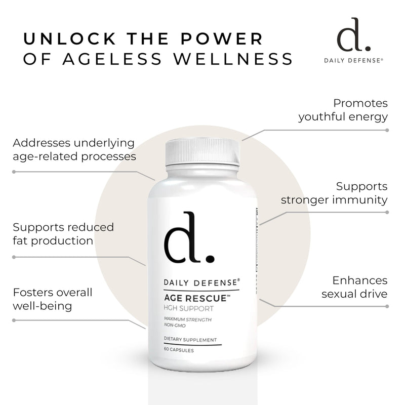 Age Rescue Anti Aging Amino Acids Supplement - HGH Supplements for Men & Women with Colostrum and Amino Acids to Improve Immunity, Energy, Focus & Youthful Skin Tone for Overall Wellness-60 Capsules