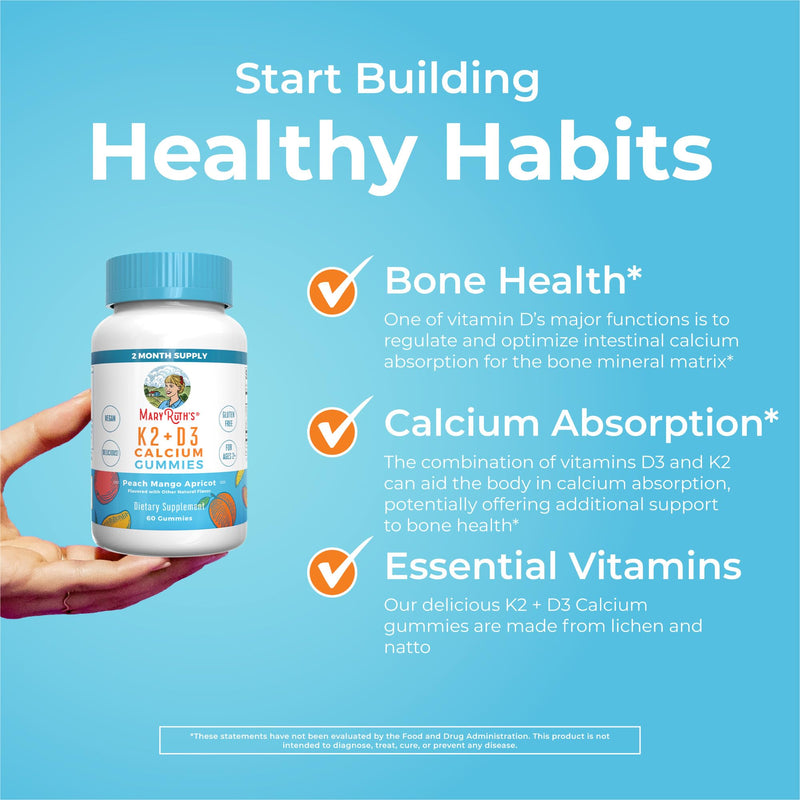 MaryRuth's Vitamin K2+D3 Gummies (Peach Mango & Apricot) & USDA Organic Probiotic Drops | Clean Label Project Verified® | Vitamins for Joint Support, & Overall Health | Vegan, Non-GMO, Gluten Free