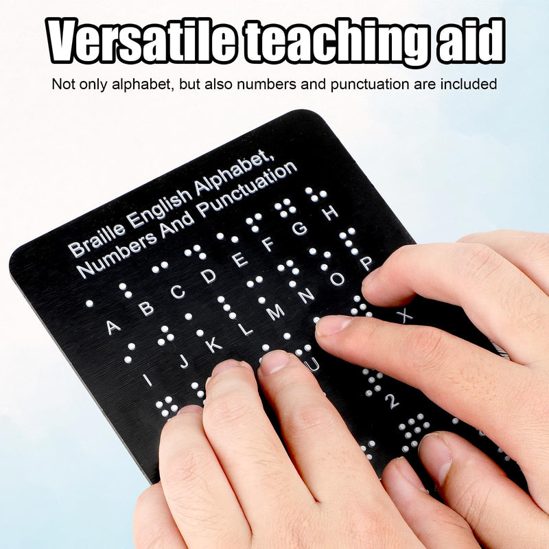 Braille Alphabet Board with Raised Dots, Numbers & Punctuation Learning Braille for Beginners Education Gifts Braille Teaching Aids Tools for Kids Adults Blind Visually Impaired (7.5 x 5 Inch)