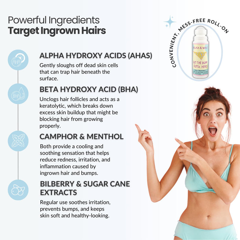 [Australia] - Ingrown Hair Treatment Roll-On for Waxing and Shaving | Razor Burn and Razor Bumps Treatment for Women and Men | Ingrown Hair Serum and Dark Spot Remover for Private Area | Get The Bump Outta Here! 