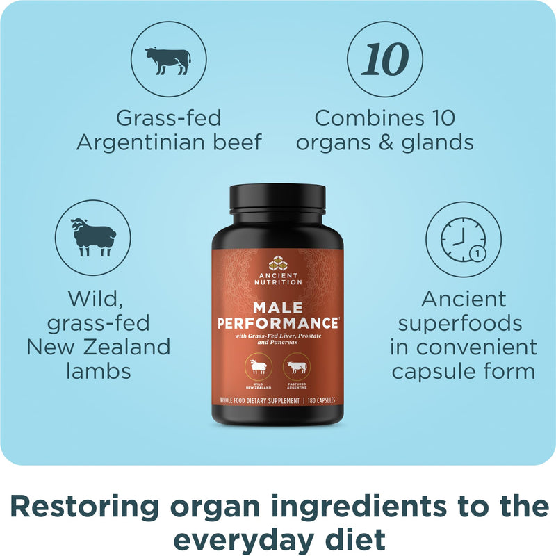 Ancient Nutrition Grass-Fed and Wild Organ Male Performance Tablets