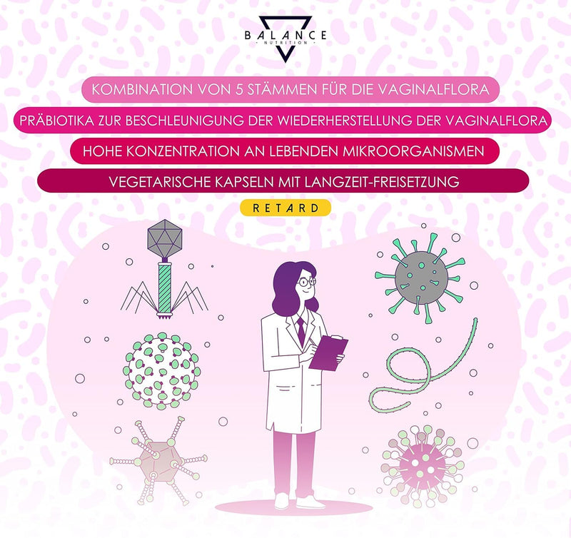 [Australia] - BALANCE NUTRITION Lactic Acid Bacteria Vagina Probiotics Women Vaginal Probiotics Dietary Supplement Prebiotics Helpful to Increase Wohlerghens Bacterial Vaginal Flora 30 Capsules 