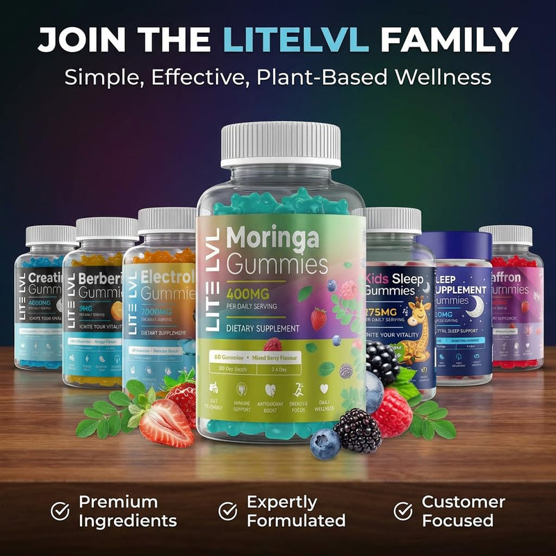 Moringa Gummies x 60 | Daily Wellness Support | Plant Based Superfood Gummies | Easy Wellness with Moringa Leaf | Powerful Antioxidants | Mixed Berry Flavour | 30 Days Supply |