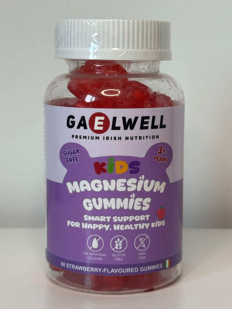 Kids Magnesium Gummies for Calm & Sleep – 2MONTHS–Supply – Sugar-Free Strawberry – Vegan, Gluten-Free, Magnesium Citrate – 60 Gummies –No Melatonin – Irish-Owned, HACCP & GMP Certified– Gaelwell®
