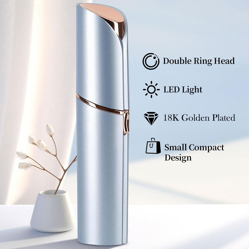 Facial Hair Remover for Women – Electric Face Razor with Light, Hair Removal for Upper Lip, Chin & Cheeks – Color Blue