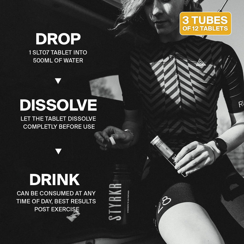 Electrolytes Tablets by Styrkr - Citrus - 3X Pack of 12 Hydration Tablets - 1000mg per Serving - 2X Higher Salts - Used by Endurance Athletes - Advanced Quad-Blend Formulation - SLT07 12x per Tube 1000MG Mild Citrus 12 count (Pack of 3)